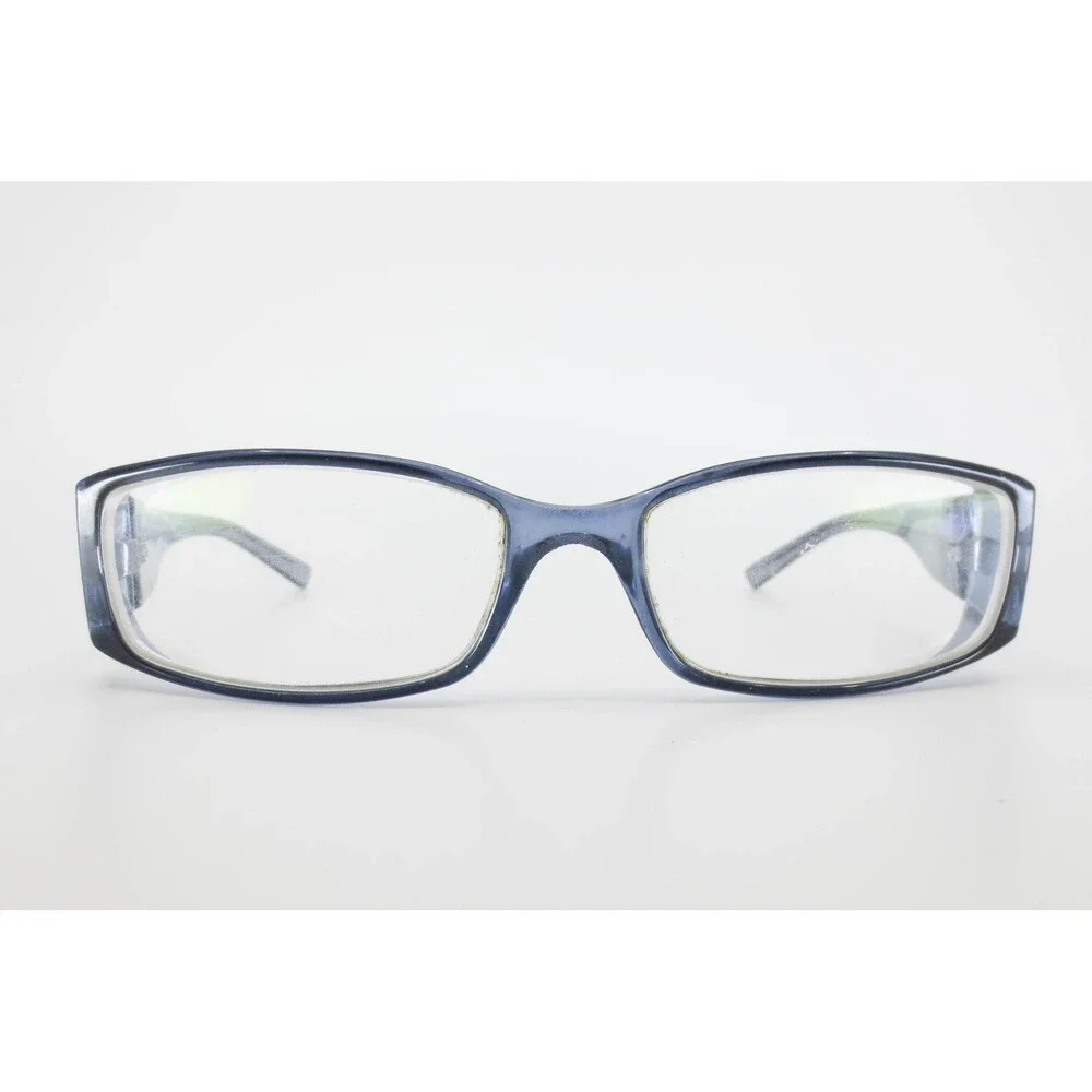 Kenzo Eyeglasses Blue Translucent Rectangular Frame Logo Temples 52-16-135